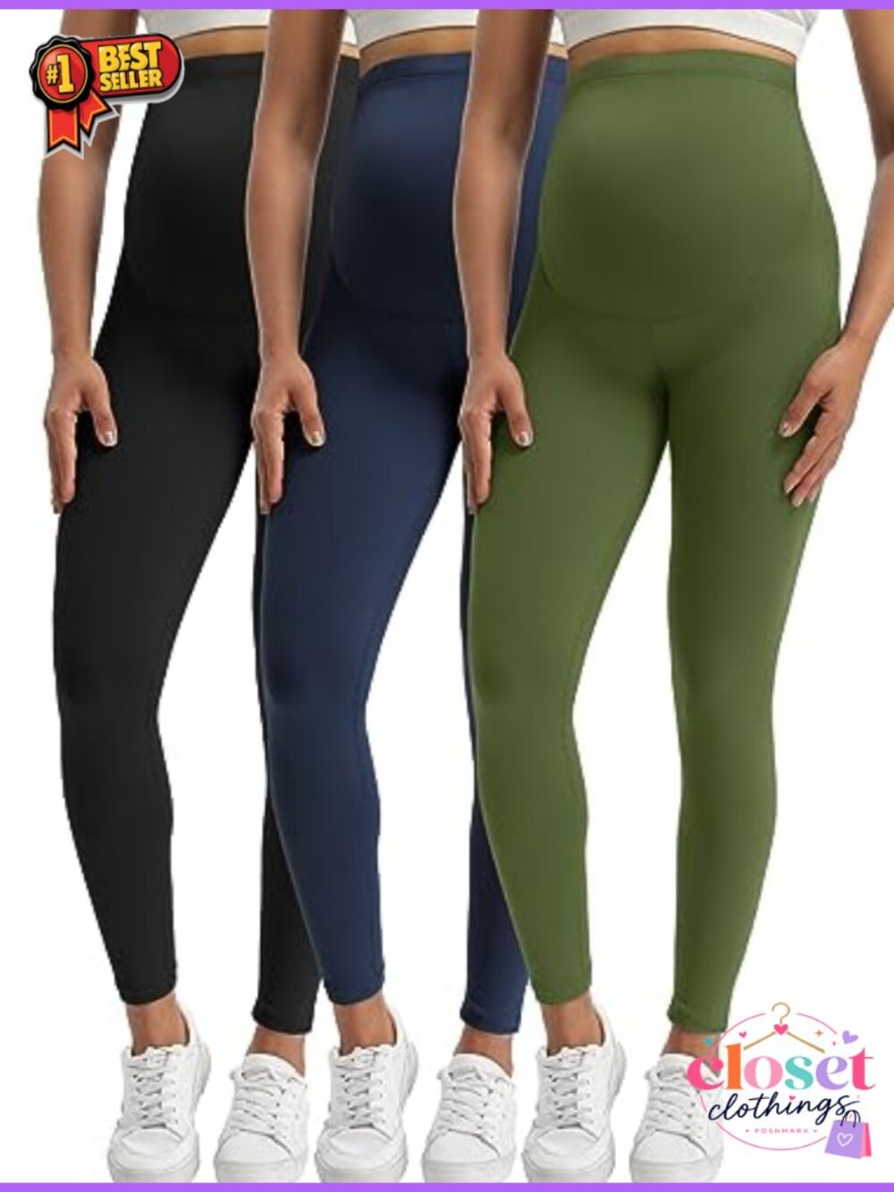 Maternity Leggings Buttery-Soft High Waist Yoga Pants Stretch